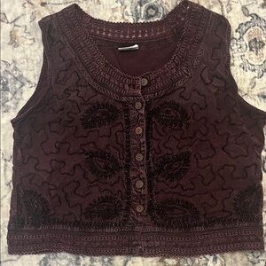 Magic Purple Embroidered Crop Top vest